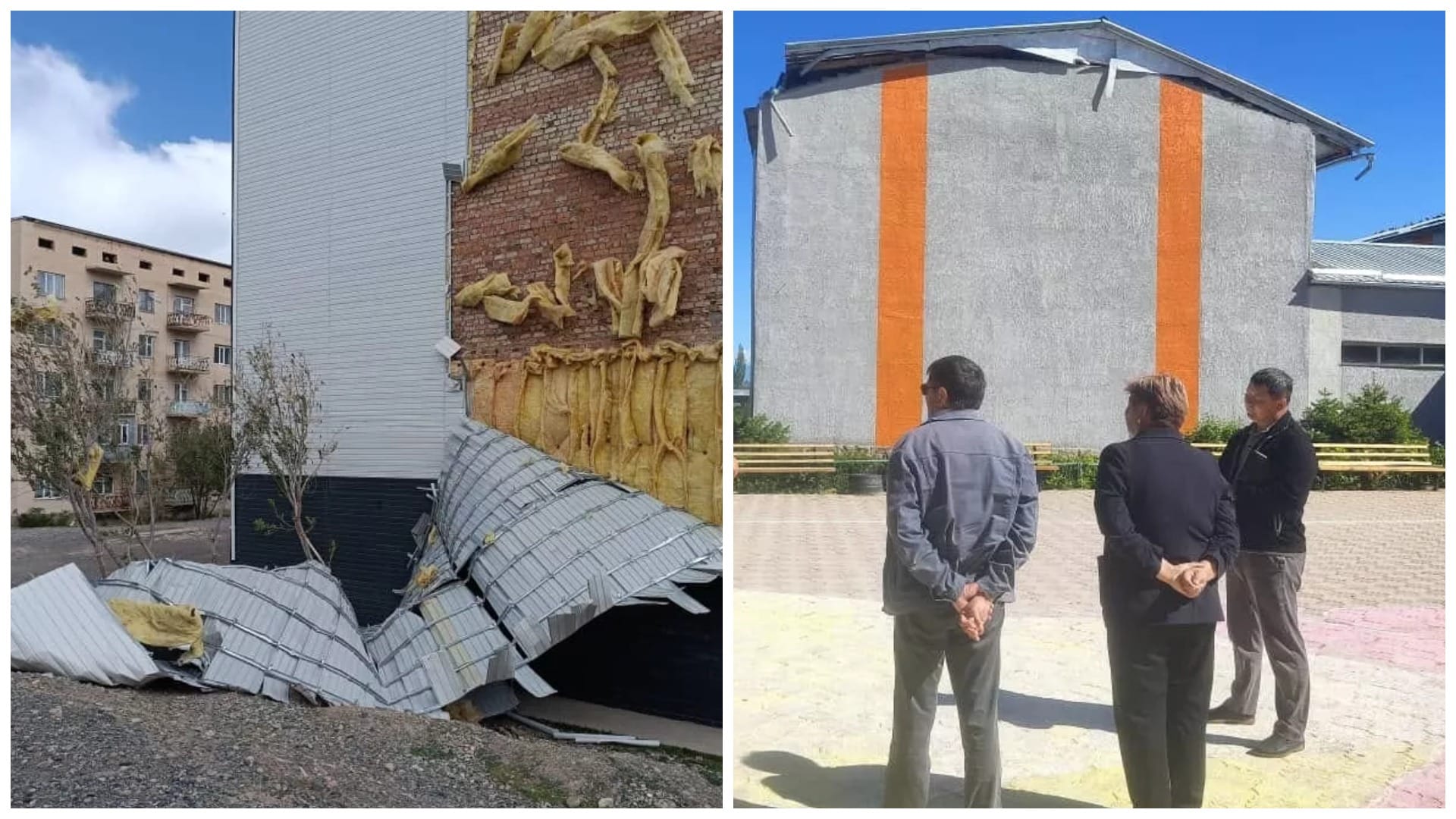 Сильный ветер в Иссык-Кульской области: повреждены многоэтажный дом и школа