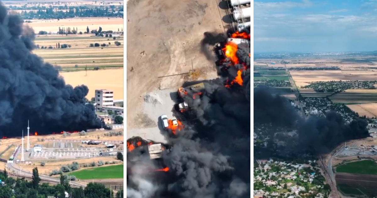 В Шопокове горит нефтебаза - для тушения огня привлекли пожарный поезд изображение публикации