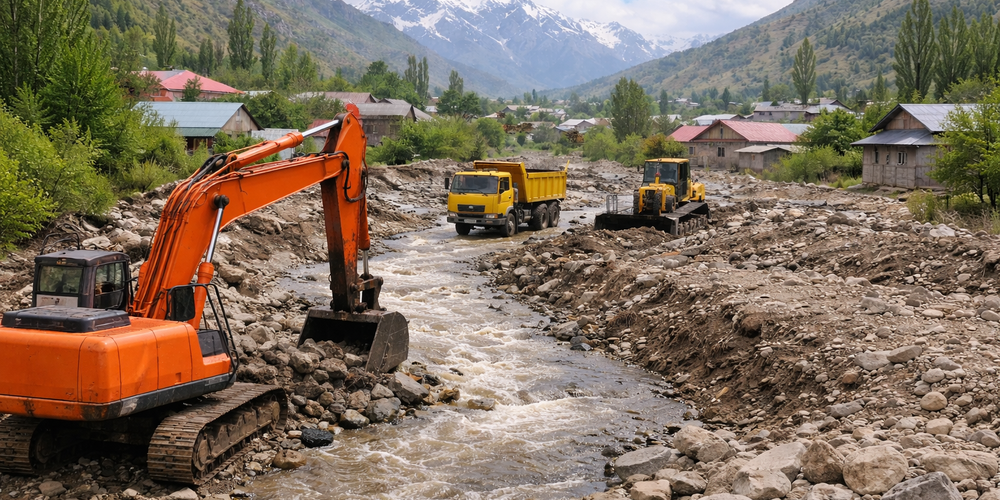 В Кадамжае очищают селевые каналы для защиты 67 домов — МЧС изображение публикации
