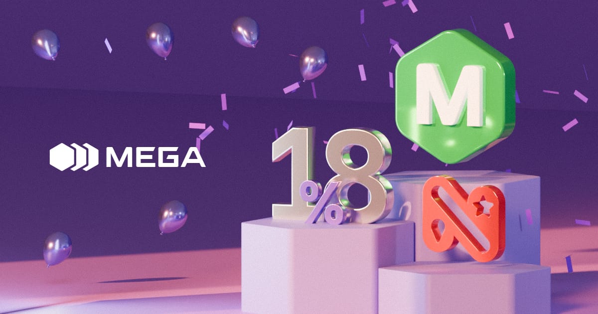 MEGA 18 лет! Подарочный кешбэк до 18% при оплате через MegaPay!