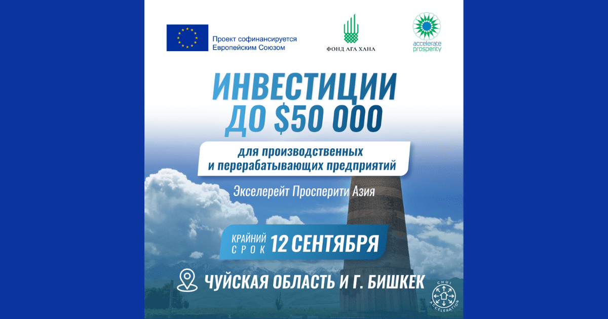Предприятия Бишкека и Чуйской области могут получить инвестиции до $50 тысяч
