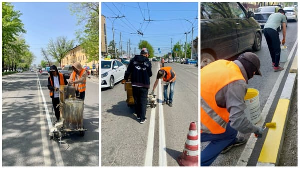 «Бишкекасфальтсервис» продолжает работы по обновлению дорожной разметки в столице изображение публикации