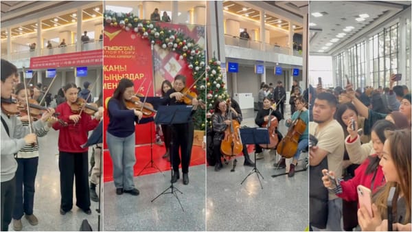 В ожидании рейса! Чуйский камерный оркестр дал концерт в аэропорту Оша — видео изображение публикации
